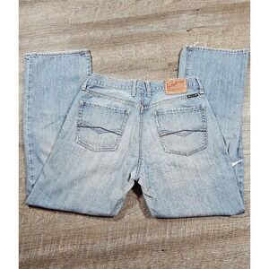 Vintage Lucky Brand Mens 33 Light Wash Straight Leg Cotton Jeans Blue Distressed